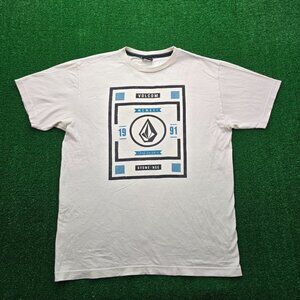 Volcom Tshirt Mens Large‎ White True To This Stone Age Outdoor Skater Casual